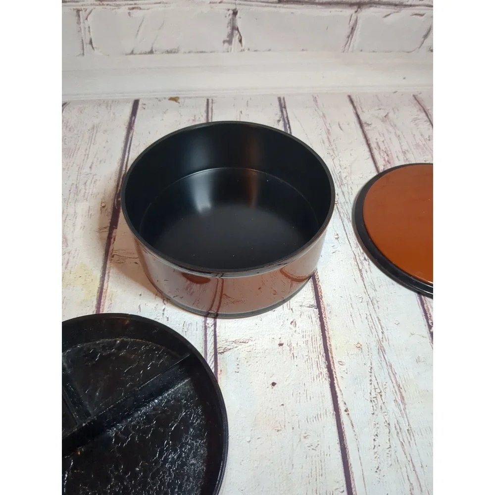 Japanese Stacking Vanity Trinket Box Unpainted Plastic Laquerware‎ Simple